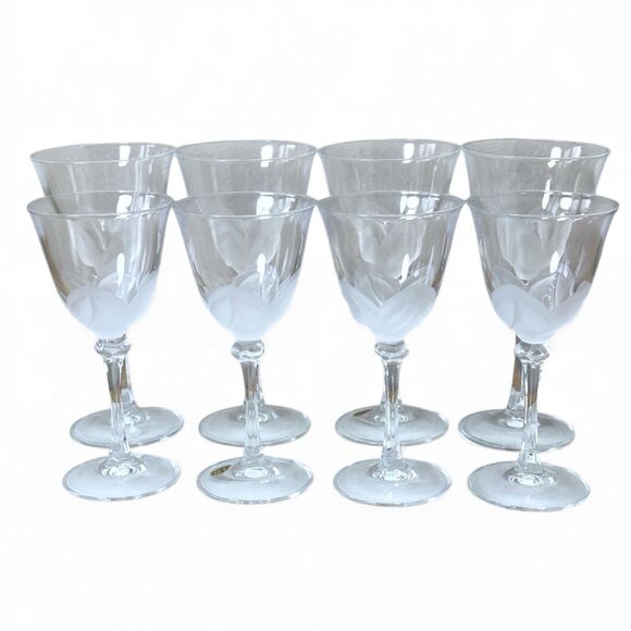 8 Crystal D’Arques Durand Florence Tulip Shaped Wine Glasses Discontinued France